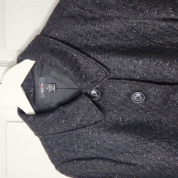 Style & Co. Jacket blazer black sparkle lined size 18 New Years Eve party - Picture 2 of 8